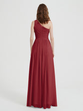 One Shoulder Dresses with Pleated Bodice Burgundy