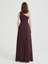 One Shoulder Dresses with Pleated Bodice Cabernet