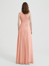 One Shoulder Dresses with Pleated Bodice Coral