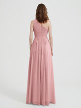 One Shoulder Dresses with Pleated Bodice Dusty Rose Plus Size