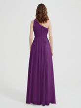 One Shoulder Dresses with Pleated Bodice Grape