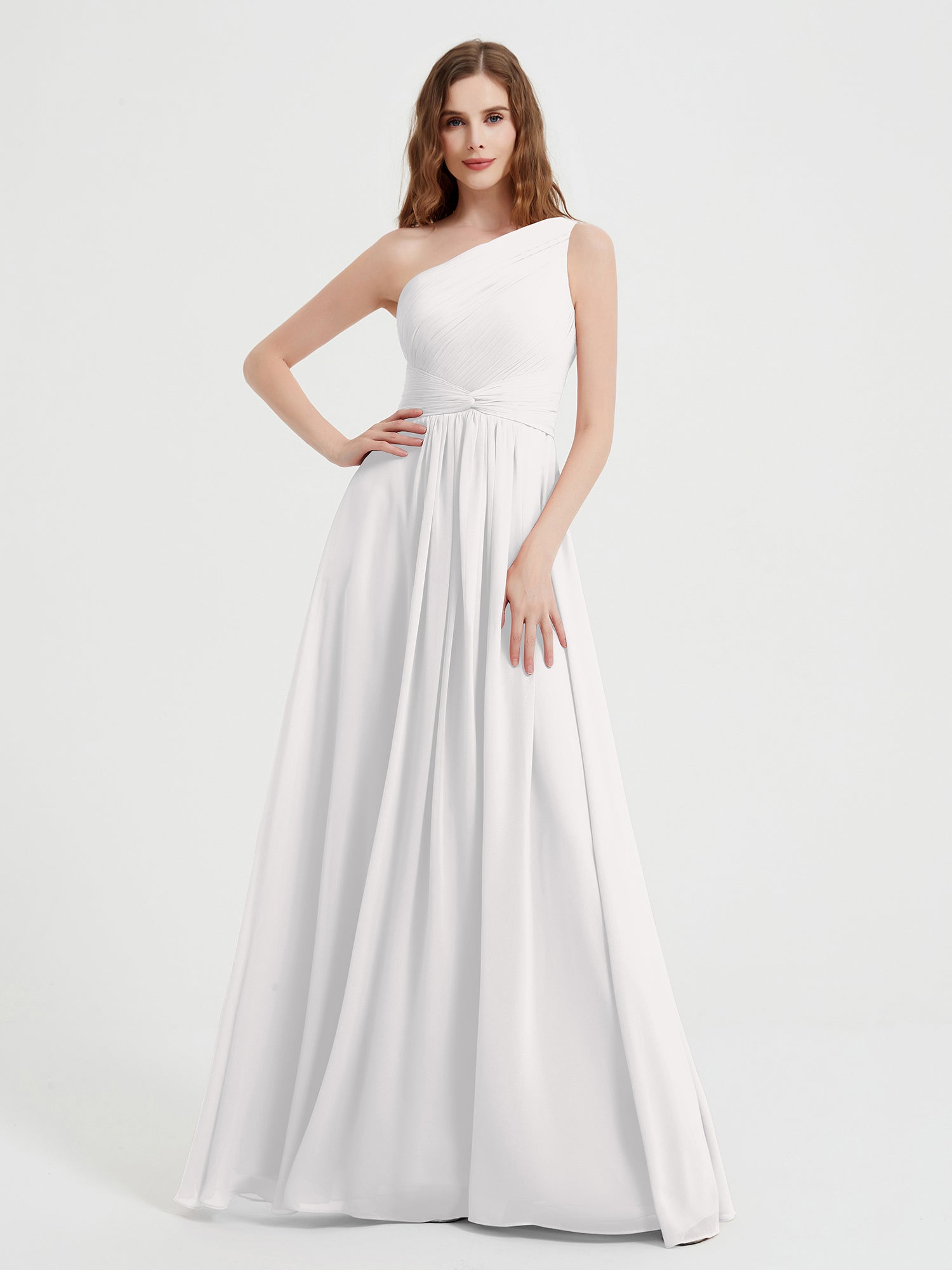 BABARONI One Shoulder Dresses with Pleated Bodice Ivory, Ivory / US0