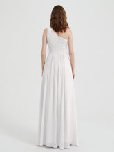 One Shoulder Dresses with Pleated Bodice Ivory