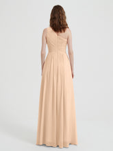 One Shoulder Dresses with Pleated Bodice Peach