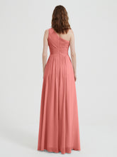 One Shoulder Dresses with Pleated Bodice Sunset