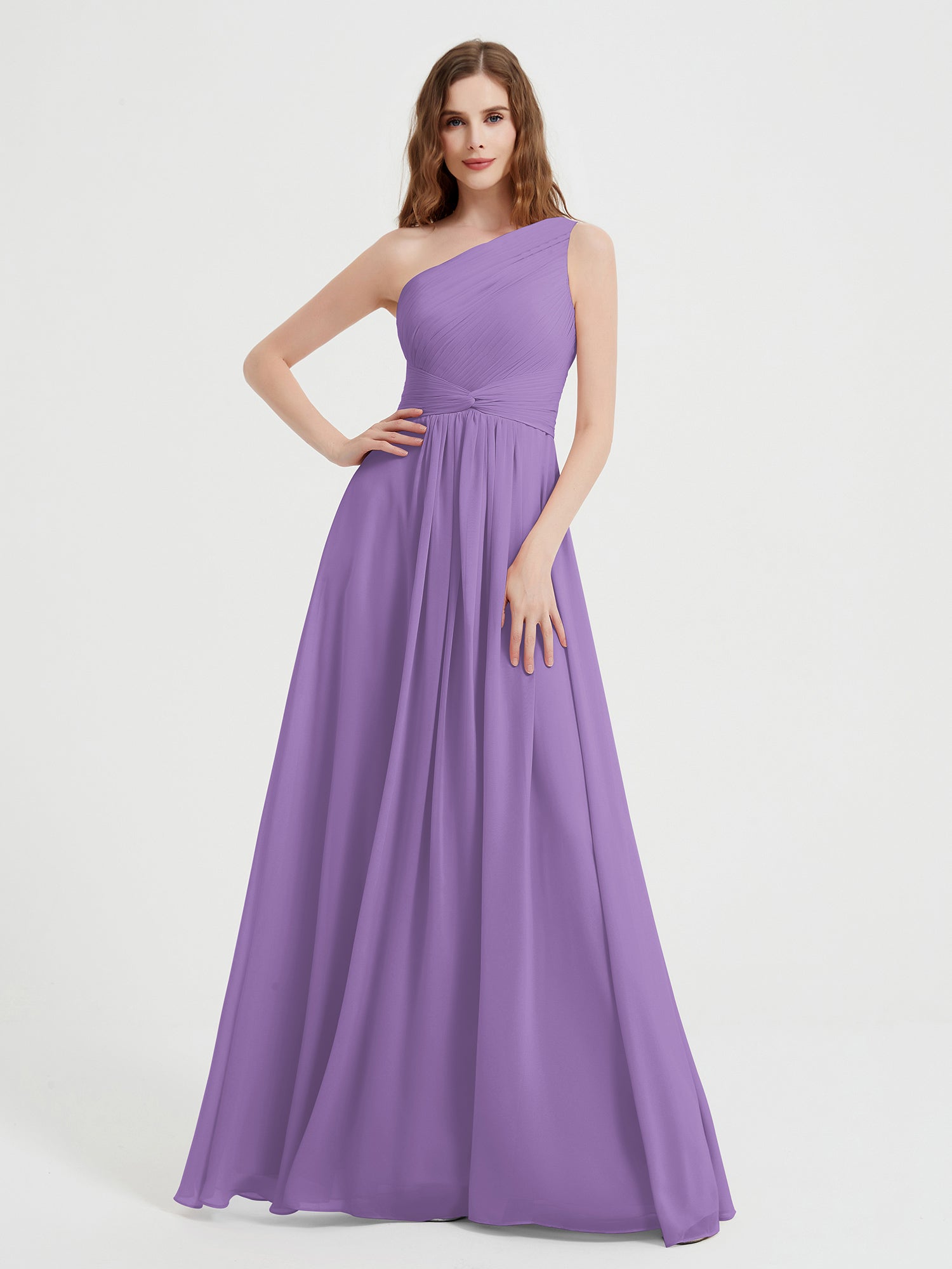 A-line Floor-Length Chiffon Pleated Dress Tahiti Plus Size