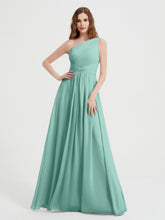 One Shoulder Dresses with Pleated Bodice Turquoise Plus Size