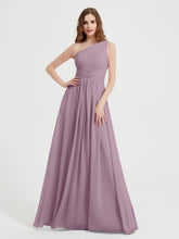 One Shoulder Dresses with Pleated Bodice Vintage Mauve
