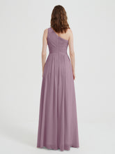 One Shoulder Dresses with Pleated Bodice Vintage Mauve