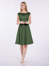 Chiffon and Lace Short Bridesmaid Gown Olive Green