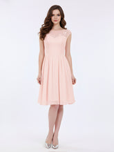 Chiffon and Lace Short Bridesmaid Gown Pearl Pink