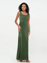 Bateau Neck Mermaid Long Velvet Dresses Olive Green