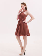 Cross Front Empire Waist Short Bridesmaid Dress Terracotta