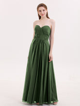Strapless Bridesmaid Dress with Sweetheart Neck Olive Green