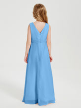 Boho Long Chiffon Bridesmaid Dresses Cascading Skirt Blue
