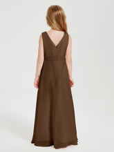 Boho Long Chiffon Bridesmaid Dresses Cascading Skirt Brown