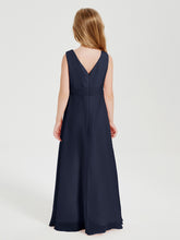 Boho Long Chiffon Bridesmaid Dresses Cascading Skirt Dark Navy