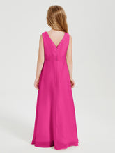 Boho Long Chiffon Bridesmaid Dresses Cascading Skirt Fuchsia