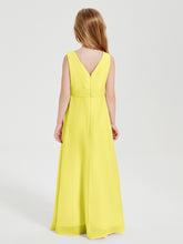 Boho Long Chiffon Bridesmaid Dresses Cascading Skirt Lemon