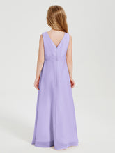 Boho Long Chiffon Bridesmaid Dresses Cascading Skirt Lilac