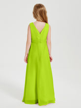 Boho Long Chiffon Bridesmaid Dresses Cascading Skirt Lime Green