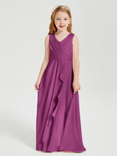 Boho Long Chiffon Bridesmaid Dresses Cascading Skirt Orchid