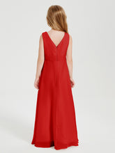 Boho Long Chiffon Bridesmaid Dresses Cascading Skirt Red