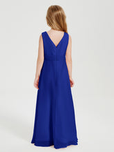 Boho Long Chiffon Bridesmaid Dresses Cascading Skirt Royal Blue
