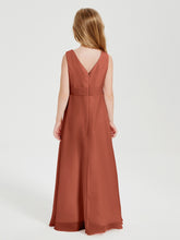 Boho Long Chiffon Bridesmaid Dresses Cascading Skirt Rust