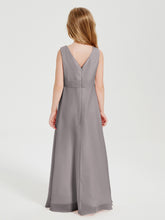 Boho Long Chiffon Bridesmaid Dresses Cascading Skirt Silver