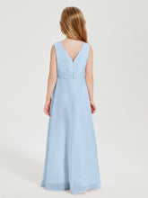 Boho Long Chiffon Bridesmaid Dresses Cascading Skirt Sky Blue