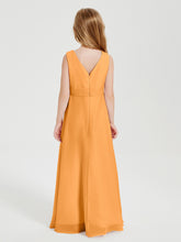 Boho Long Chiffon Bridesmaid Dresses Cascading Skirt Tangerine