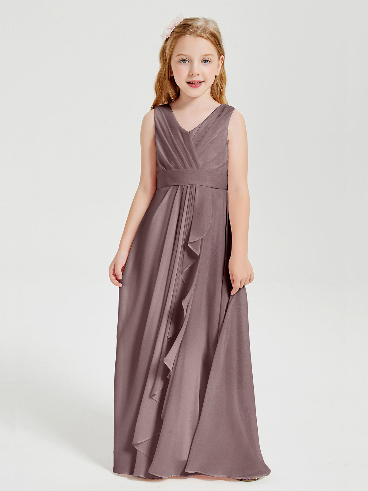 BABARONI Boho Long Chiffon Bridesmaid Dresses Cascading Skirt Vintage Mauve, Vintage Mauve / J4 BABARONI Boho Long Chiffon Bridesmaid Dresses Cascading Skirt Vintage Mauve, Vintage Mauve / J4