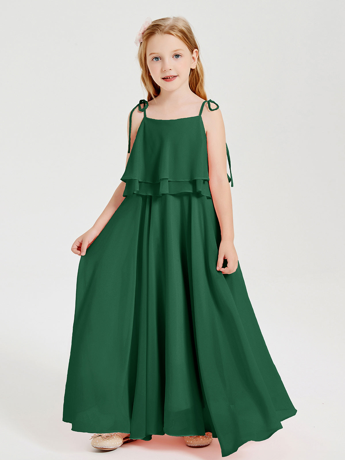 Knee-Length Junior Bridesmaid Dresses With Bowknot Straps Dusty Rose main image 0