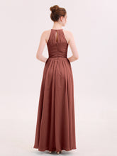 Halter Long Chiffon Dress of Bridesmaids Terracotta