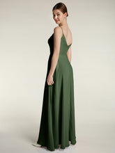 Spaghetti Straps Chiffon Gowns with Sweetheart Olive Green