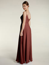 Spaghetti Straps Chiffon Gowns with Sweetheart Terracotta