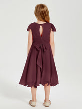 Tea Length Chiffon Junior Bridesmaid Dresses Cabernet