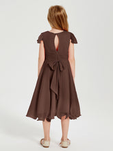 Tea Length Chiffon Junior Bridesmaid Dresses Chocolate