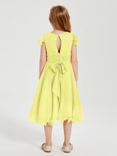 Tea Length Chiffon Junior Bridesmaid Dresses Daffodil