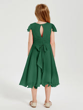 Tea Length Chiffon Junior Bridesmaid Dresses Dark Green
