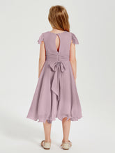 Tea Length Chiffon Junior Bridesmaid Dresses Dusk
