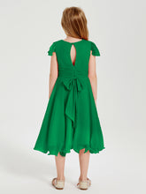 Tea Length Chiffon Junior Bridesmaid Dresses Emerald