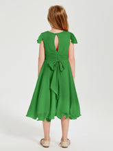 Tea Length Chiffon Junior Bridesmaid Dresses Green