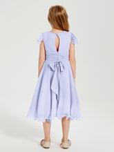 Tea Length Chiffon Junior Bridesmaid Dresses Lavender