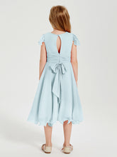 Tea Length Chiffon Junior Bridesmaid Dresses Mist