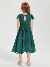 Tea Length Chiffon Junior Bridesmaid Dresses Peacock
