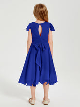 Tea Length Chiffon Junior Bridesmaid Dresses Royal Blue