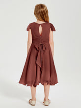Tea Length Chiffon Junior Bridesmaid Dresses Terracotta