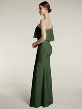 One Shoulder Mermaid Dresses with Slit Olive Green